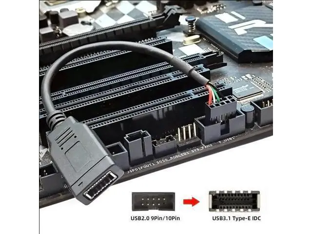 Alt view image 4 of 7 - 0.49FT TypeE KeyA Female to USB2.0 9Pin Male Mainboard Front Panel Conversion Extension Cable