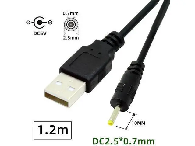 Alt view image 3 of 7 - 120CM Straight USB2.0 A Male to 2.5×0.7mm DC Barrel Power Cable, 5V Charging Cord