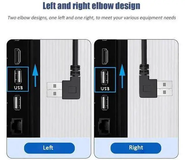 Alt view image 2 of 7 - 2 Pack 90 Degree Left & Right Angle USB 3.0 Cable, Type A Male to Male High Speed Cord for Laptop, TV, Flash Drive, Mouse, Hard Drive, Camera