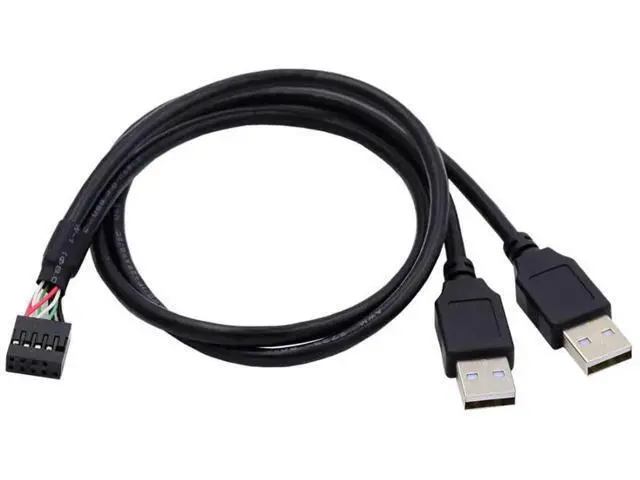 Alt view image 4 of 7 - 0.5M USB2.0 9/10Pin Header 1 Male to Dual USB2.0 Male Y-Splitter Internal Extension Cable