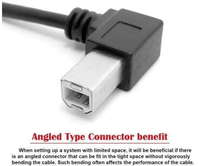 Alt view image 3 of 7 - 20cm Right 90° Angled USB2.0 Type-B Male to Female Extension Cable for Printers, Scanners & External Hard Drives
