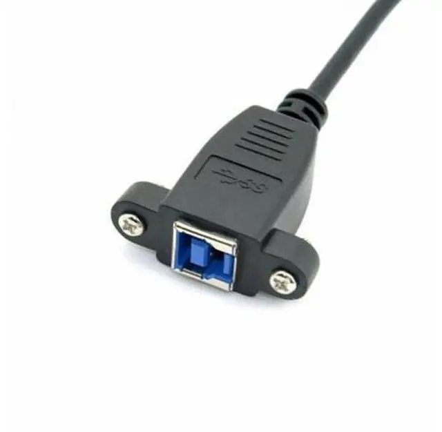 Alt view image 4 of 7 - 0.5m Right Angle 90° USB3.0 Type-B Male to Panel Mount Type-B Female Extension Cable