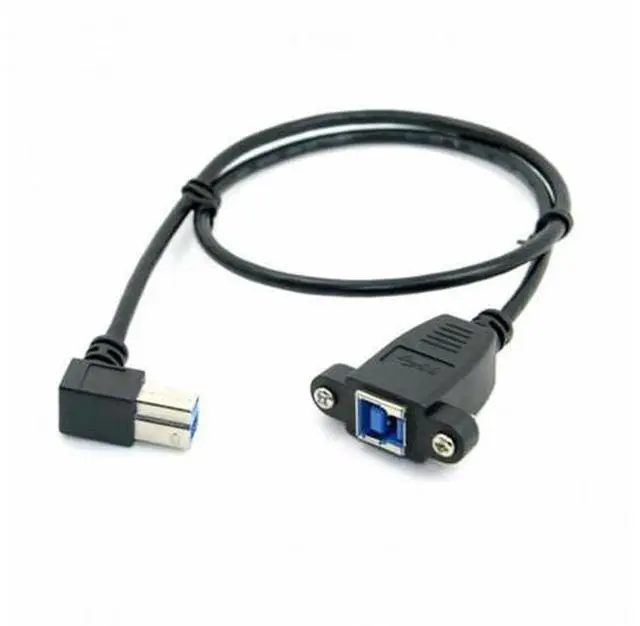 Alt view image 5 of 7 - 0.5m Right Angle 90° USB3.0 Type-B Male to Panel Mount Type-B Female Extension Cable