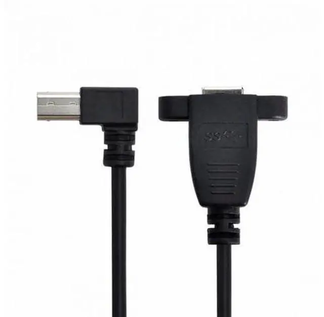 Alt view image 6 of 7 - 0.5m Right Angle 90° USB3.0 Type-B Male to Panel Mount Type-B Female Extension Cable