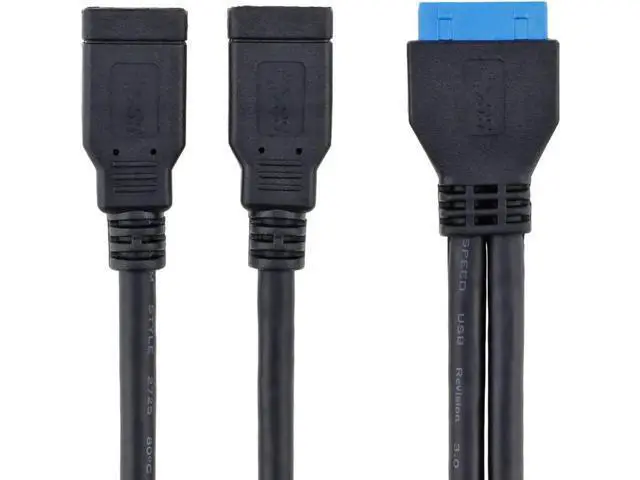 Alt view image 4 of 4 - 10 Inch Internal USB3.0 20Pin Header to Dual USB3.0 Type-A Female Splitter Cable, 2-Port Mainboard Front Panel Extension Cord