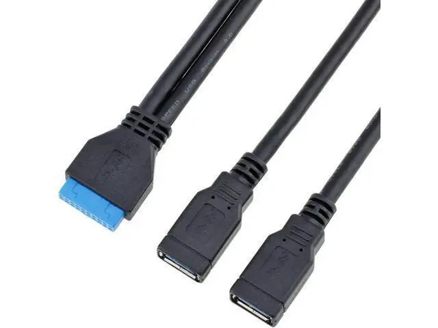 Alt view image 3 of 4 - 10 Inch Internal USB3.0 20Pin Header to Dual USB3.0 Type-A Female Splitter Cable, 2-Port Mainboard Front Panel Extension Cord