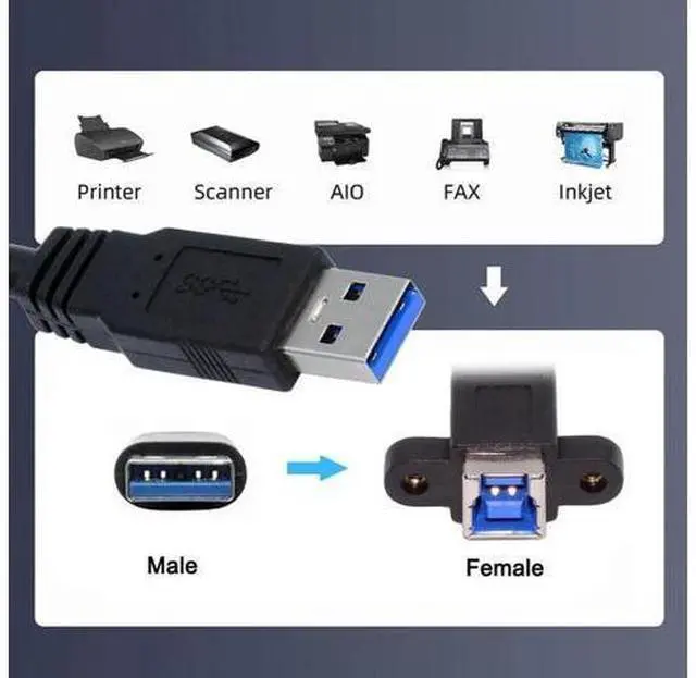 Alt view image 7 of 7 - 30cm USB3.0 Type-A Male to Type-B Female Extension Cable | 5Gbps High Speed Cord for External SSD, Hard Drive & Digital Camera