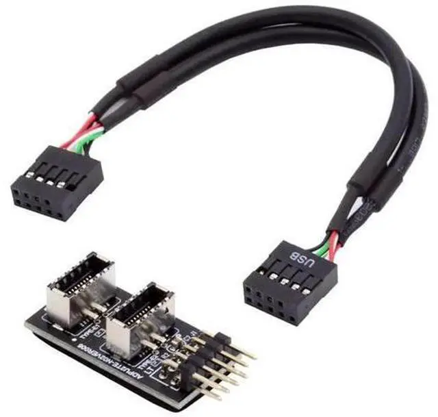 Main image of 20cm Dual Key-A Type-E Front Panel Female to USB2.0 9/10Pin Motherboard Header Male Conversion Cable