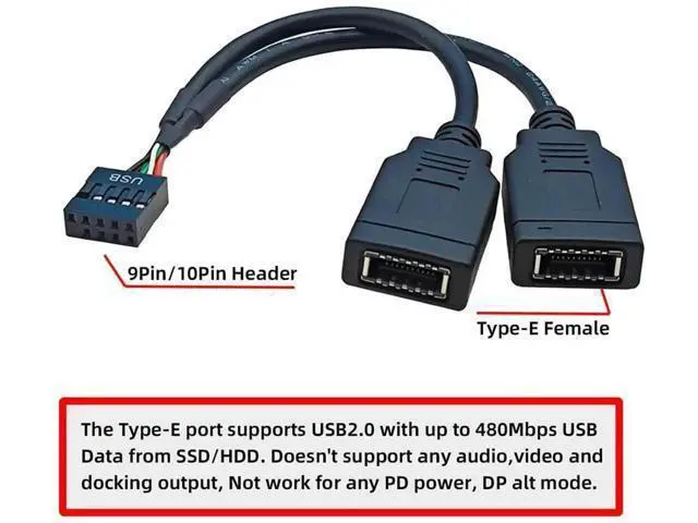 Alt view image 3 of 7 - 0.15M USB2.0 9/10Pin Motherboard Header Male to Dual Key-A Type-E USB3.1 Front Panel Extension Cable