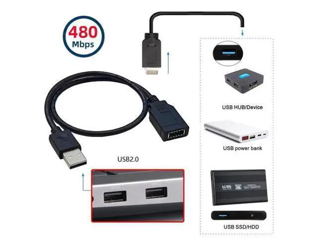Alt view image 2 of 7 - 0.4M USB2.0 9Pin Mainboard Header Male to KeyA TypeE Front Panel Female Extension Cable