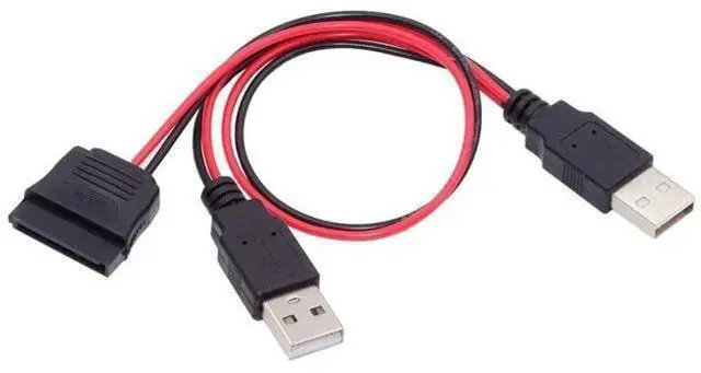 Main image of SATA 15Pin 1-to-2 Splitter Power Cable, SATA to Dual USB2.0 5V 2A Cord for 2.5 Inch SATA HDD & SSD