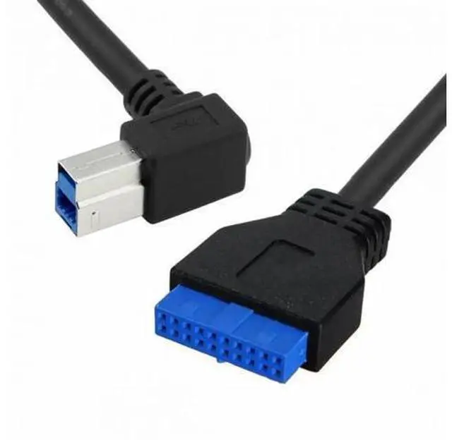 Alt view image 4 of 7 - 50cm 90° Left Angled USB 3.0 Type-B Male to 19Pin Motherboard Header Cable