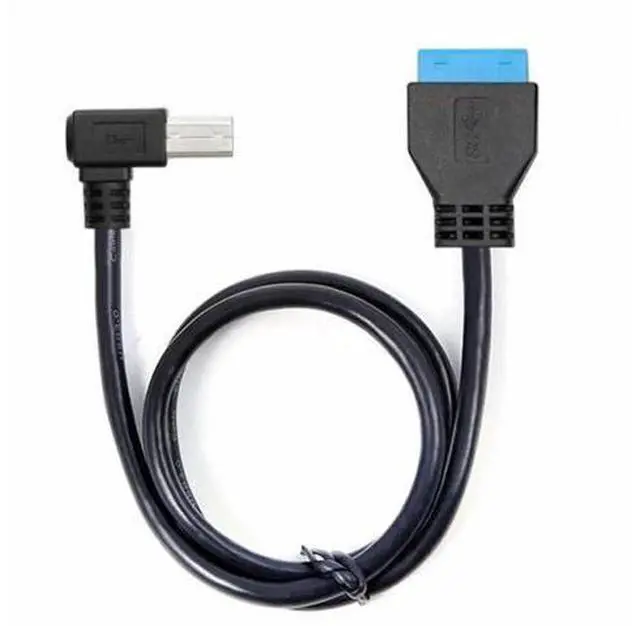 Alt view image 5 of 7 - 50cm 90° Left Angled USB 3.0 Type-B Male to 19Pin Motherboard Header Cable