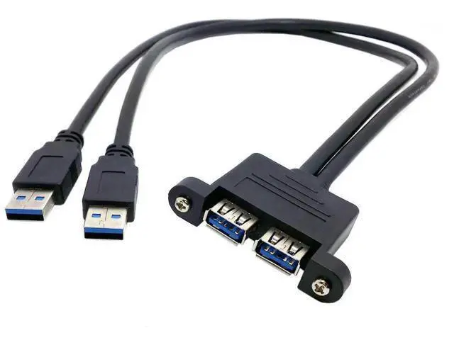 Alt view image 2 of 7 - 0.5M Dual USB3.0 Front Panel Header Male to Dual USB3.0 Female Panel Mount Extension Cable