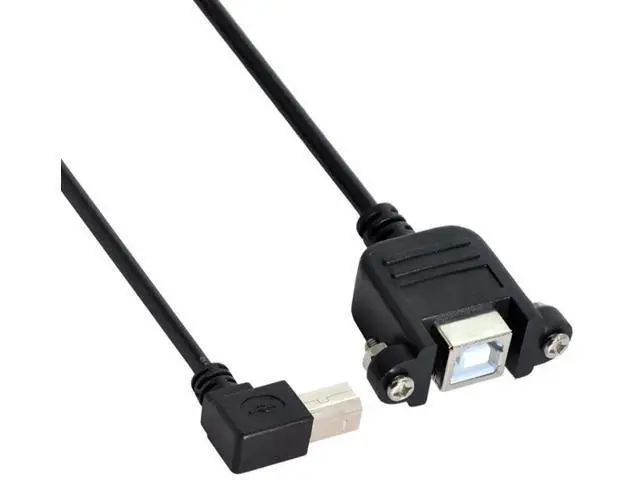 Alt view image 2 of 6 - 50cm 90 Degree Right Angle USB 2.0 Type-B Cable, Panel Mount Extension Cord with Screws for Printer, Scanner & Hard Disk