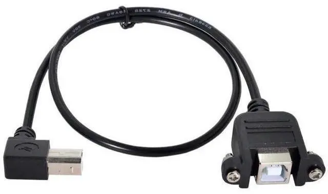 Alt view image 5 of 6 - 50cm 90 Degree Right Angle USB 2.0 Type-B Cable, Panel Mount Extension Cord with Screws for Printer, Scanner & Hard Disk