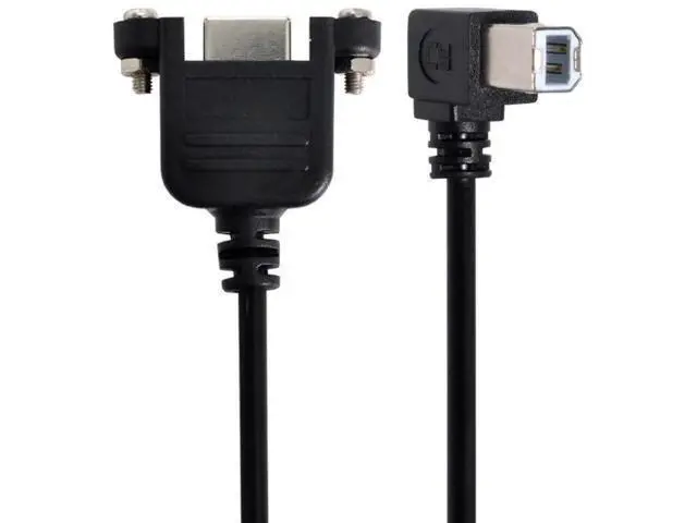 Alt view image 4 of 6 - 50cm 90 Degree Right Angle USB 2.0 Type-B Cable, Panel Mount Extension Cord with Screws for Printer, Scanner & Hard Disk
