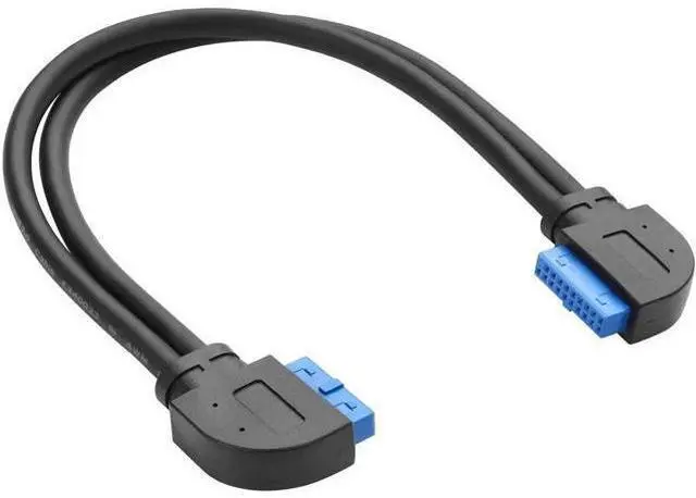 Main image of 1ft/30cm 90 Degree USB 3.0 20Pin Motherboard Extension Cable, 19/20Pin Female to Female Front Panel Header Cord