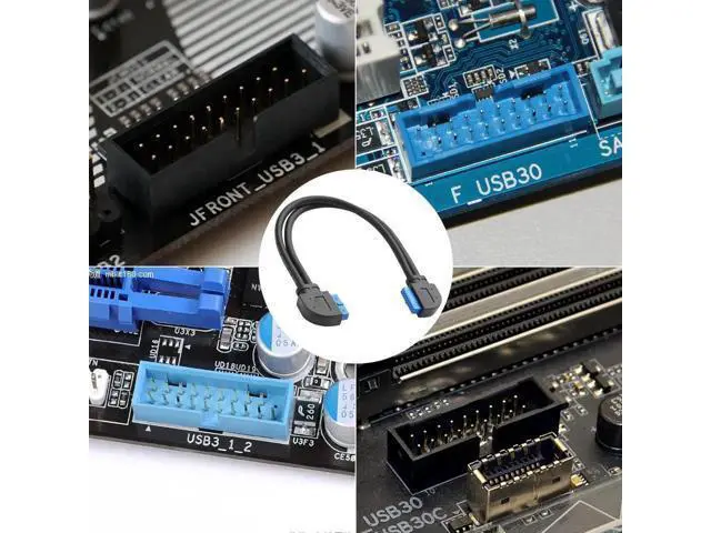 Alt view image 2 of 6 - 1ft/30cm 90 Degree USB 3.0 20Pin Motherboard Extension Cable, 19/20Pin Female to Female Front Panel Header Cord