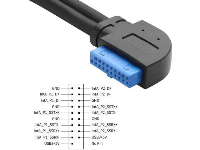 Alt view image 4 of 6 - 1ft/30cm 90 Degree USB 3.0 20Pin Motherboard Extension Cable, 19/20Pin Female to Female Front Panel Header Cord