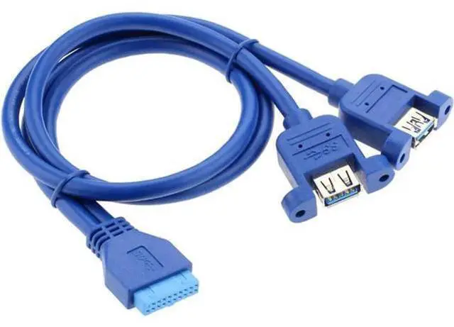 Main image of 1.64FT Internal 20Pin USB3.0 Header to Dual USB3.0 Type-A Female Splitter Cable with Mount Holes & Mounting Screws