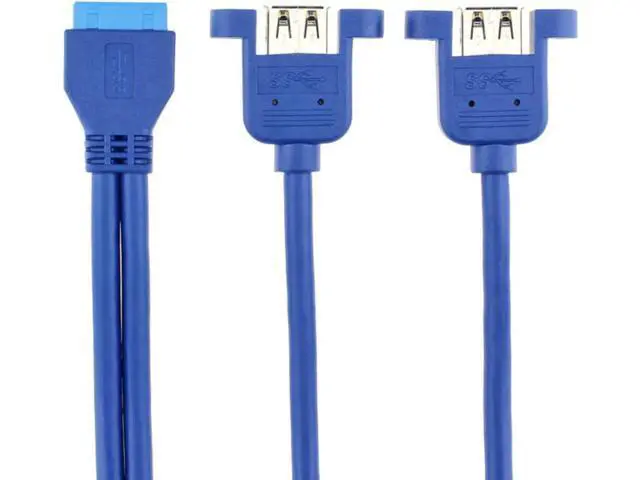Alt view image 4 of 4 - 1.64FT Internal 20Pin USB3.0 Header to Dual USB3.0 Type-A Female Splitter Cable with Mount Holes & Mounting Screws