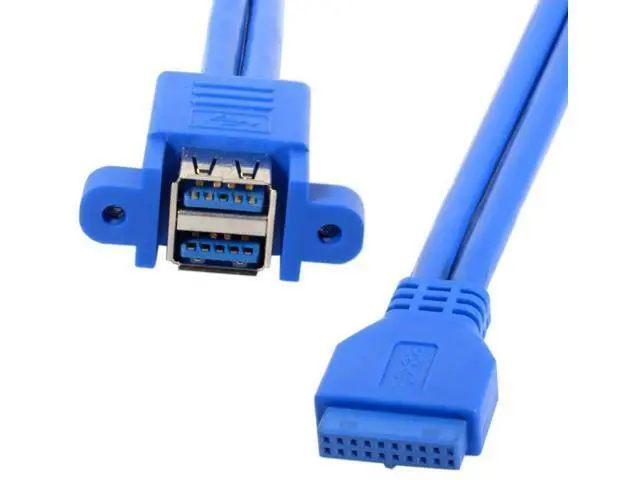 Alt view image 3 of 7 - 0.5M Panel Mount USB3.0 19/20Pin Header Male to Dual USB3.0 Female Extension Cable