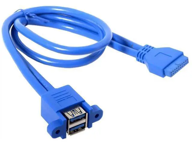 Alt view image 4 of 7 - 0.5M Panel Mount USB3.0 19/20Pin Header Male to Dual USB3.0 Female Extension Cable