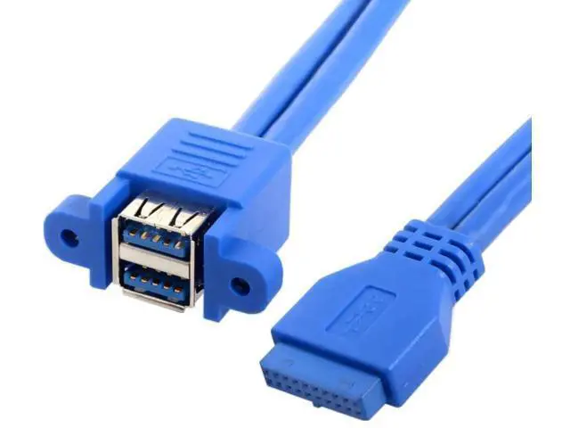 Alt view image 5 of 7 - 0.5M Panel Mount USB3.0 19/20Pin Header Male to Dual USB3.0 Female Extension Cable