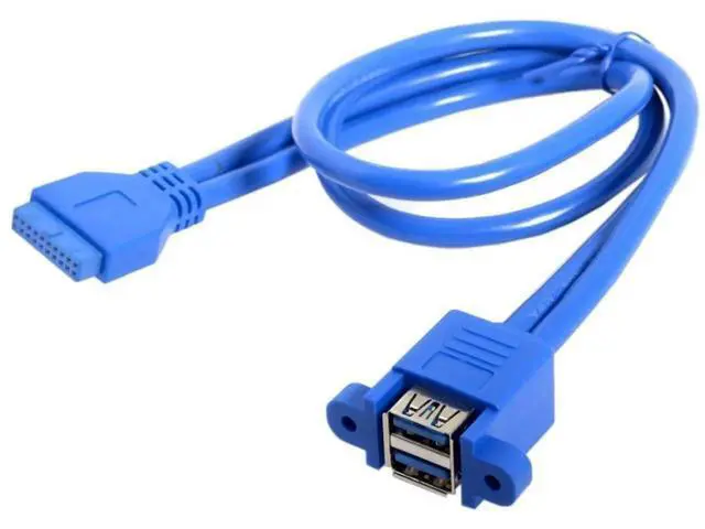 Alt view image 6 of 7 - 0.5M Panel Mount USB3.0 19/20Pin Header Male to Dual USB3.0 Female Extension Cable