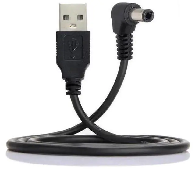 Main image of 100cm Right Angle USB2.0 A Male to 5.5×2.5mm DC Barrel Power Cable | 90° 5V Charging Cord