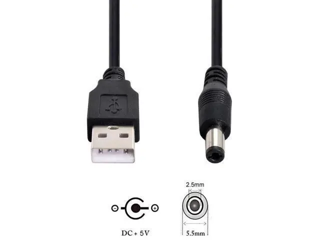 Alt view image 6 of 6 - 100cm USB2.0 A Male to DC 5.5×2.5mm Straight Barrel Power Cable | 5V DC Charging Cord