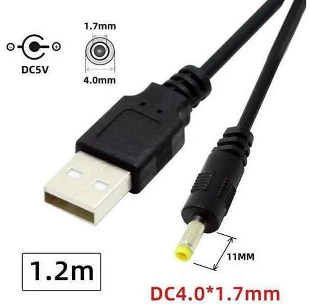 Alt view image 2 of 7 - 120CM Straight USB2.0 A Male to 4.0×1.7mm DC Barrel Power Cable, 5V DC Charging Cord