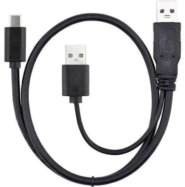 Main image of 60cm Black Dual-Power Y-Split USB3.0+USB2.0 to USBC Cable for Laptops & External Hard Drives
