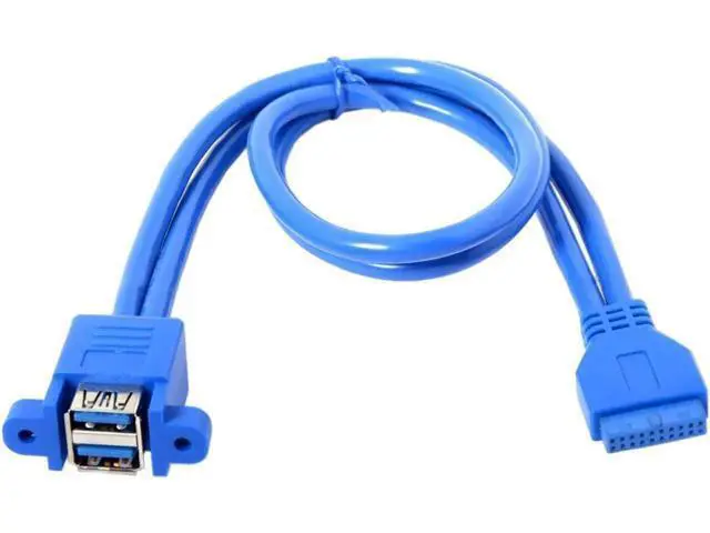Alt view image 2 of 3 - 50cm Motherboard 20Pin to Dual Stackable USB 3.0 Female Header Cable, Panel Mount Port Expansion Cord