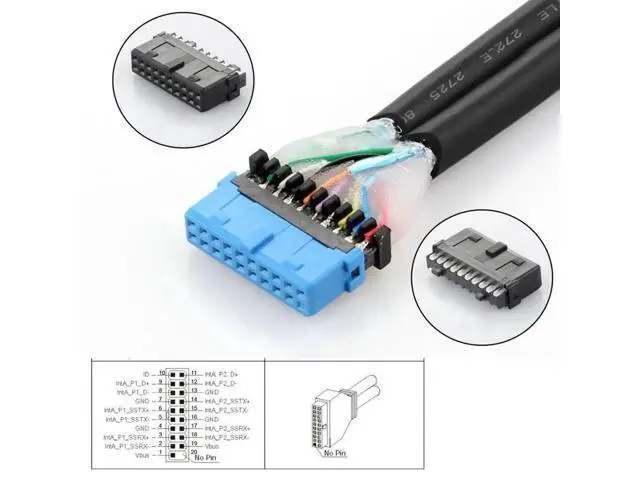 Alt view image 4 of 7 - 30cm 90° Up-Angled Dual USB3.0 Female to 20Pin Mainboard Header Cable, Screw Lock Design for PC Front Panel Mount