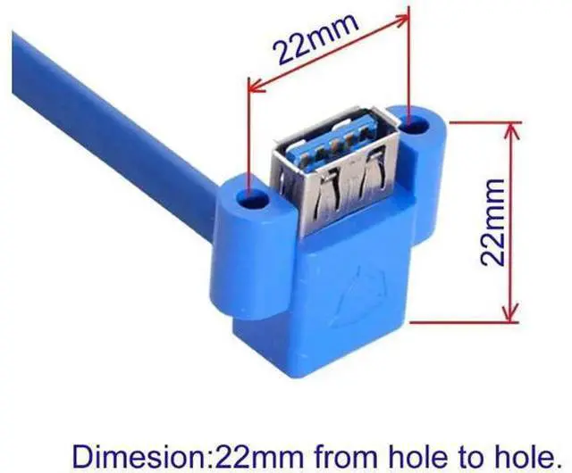Alt view image 3 of 7 - 0.5M 90° Angled USB3.0 19/20Pin Motherboard Header to Dual USB3.0 Female Panel Mount Splitter Cable