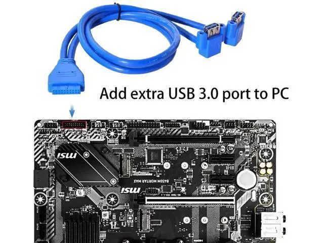 Alt view image 4 of 7 - 0.5M 90° Angled USB3.0 19/20Pin Motherboard Header to Dual USB3.0 Female Panel Mount Splitter Cable