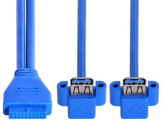 Alt view image 6 of 7 - 0.5M 90° Angled USB3.0 19/20Pin Motherboard Header to Dual USB3.0 Female Panel Mount Splitter Cable
