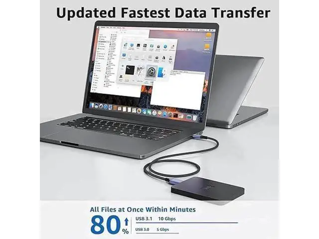 Alt view image 4 of 6 - USB C to Micro B Hard Drive Cable, 3.3ft/1M USB 3.0 5Gbps Data Transfer Cord for External HDD/SSD, Compatible with MacBook Pro/Air, iPad, Samsung Galaxy & More Black