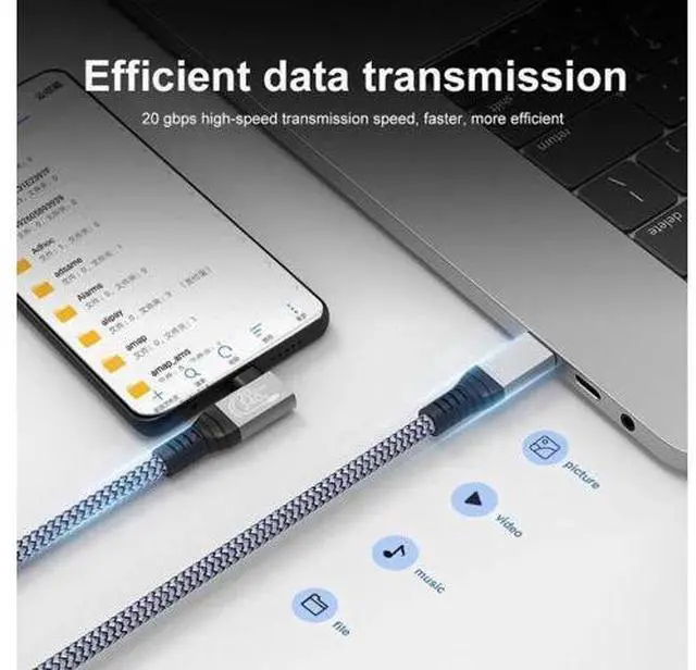 Alt view image 4 of 7 - 10FT Right Angle 90° USB-C to USB-C Cable | USB3.2 Gen2 20Gbps | 240W PD Fast Charging | 4K@60Hz Video, Thunderbolt 3 Compatible for MacBook, iPad Pro & USB-C Monitors