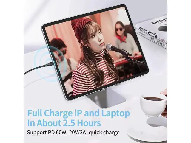 Alt view image 5 of 7 - 2 Pack Black 4FT USB C to USB C Cable, 60W PD Fast Charging Type-C Cord Compatible with Samsung Galaxy Pixel iPad Air Mini