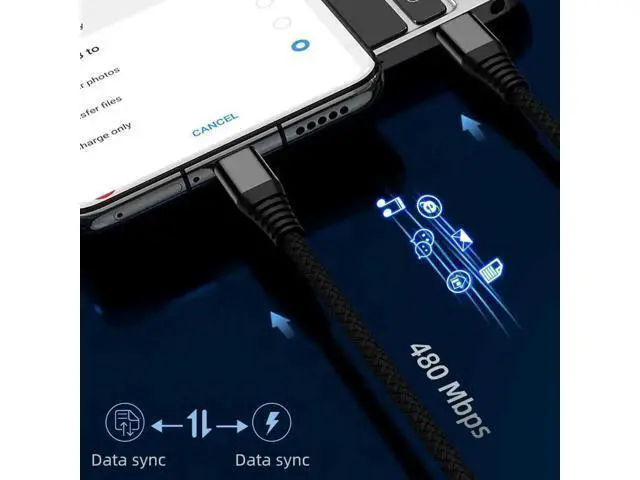 Alt view image 7 of 7 - 2 Pack Black 4FT USB C to USB C Cable, 60W PD Fast Charging Type-C Cord Compatible with Samsung Galaxy Pixel iPad Air Mini