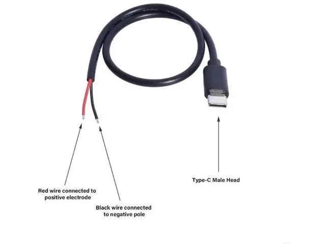 Alt view image 3 of 3 - USB C Male to 2Pin Bare Wire Power Cable, 5V 2A DIY Pigtail Cord for LED Lights