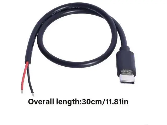Alt view image 2 of 3 - USB C Male to 2Pin Bare Wire Power Cable, 5V 2A DIY Pigtail Cord for LED Lights