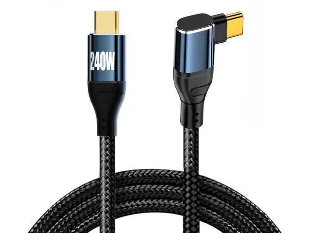Alt view image 6 of 7 - 100CM 240W Left & Right Angled USB-C to USB-C Cable, 48V 5A Male to Male Cord, 480Mbps for Laptops, Tablets & Phones