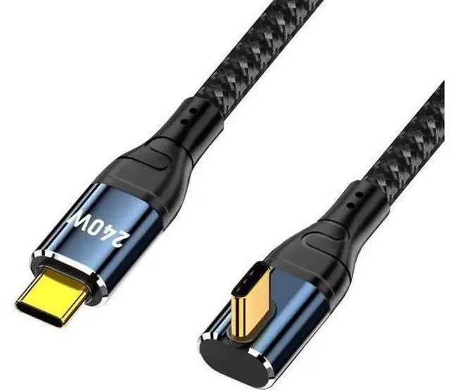Main image of 100CM Low Profile Angled USB-C to USB-C Cable, 240W 48V 5A Male to Male Cord, 480Mbps for Laptops, Tablets & Phones