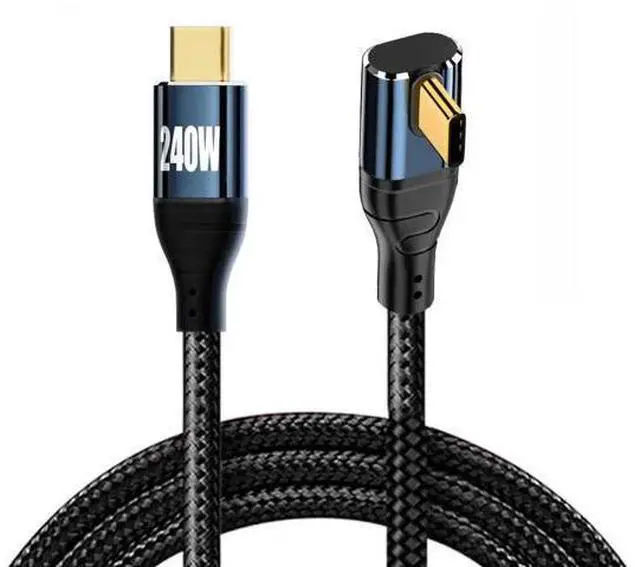 Alt view image 2 of 7 - 100CM Low Profile Angled USB-C to USB-C Cable, 240W 48V 5A Male to Male Cord, 480Mbps for Laptops, Tablets & Phones