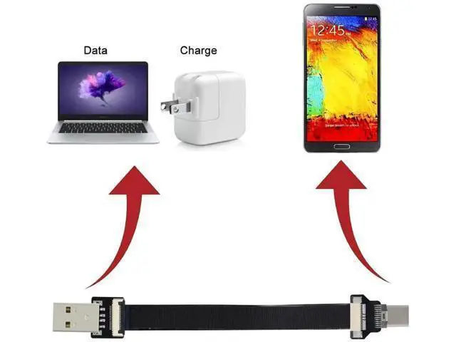 Alt view image 3 of 7 - 0.5M Flat Ribbon USB-A Male to USB-C Male Flex Extension Cable | USB2.0 Flexible Thin Cord