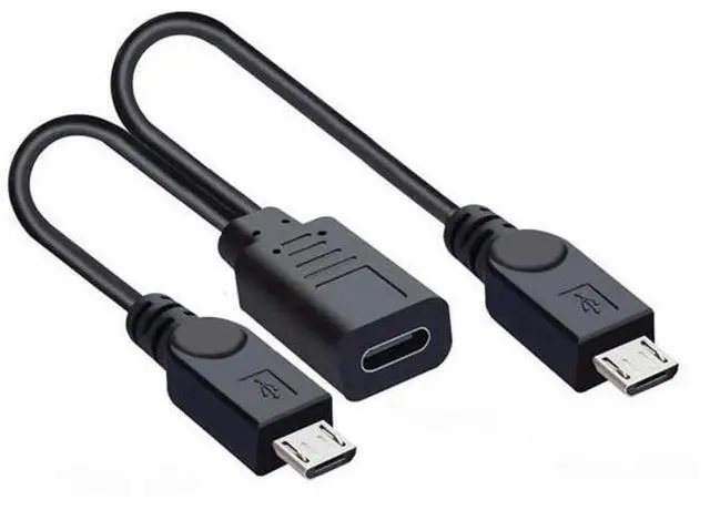 Main image of 0.3M/0.98FT 1-to-2 USB-C to Dual Micro USB Charging Splitter Cable